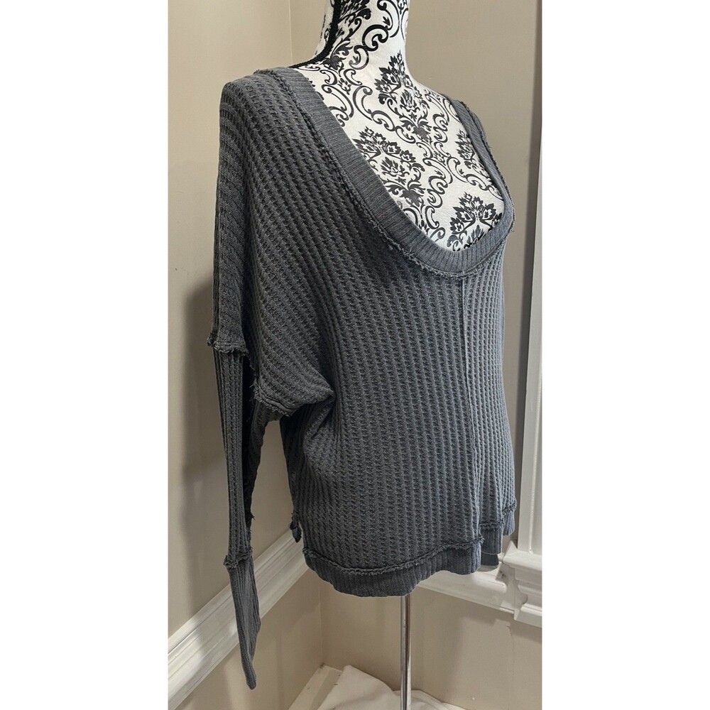 We The Free New Magic Thermal Long Sleeve Waffle Knit Faded Black M Boho Grunge - Picture 9 of 16